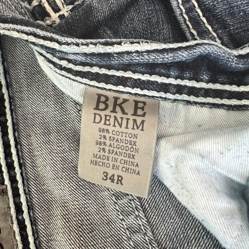 BKE Tyler Jeans Size 34R Men Straight Fit Distressed Medium Wash Blue Denim - Picture 5 of 7